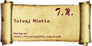 Tolvaj Mietta névjegykártya